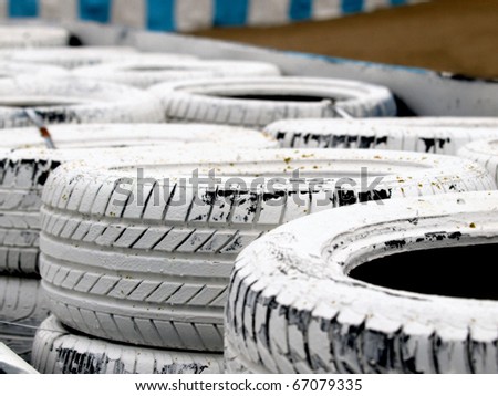 Tire pile in a racing circuit