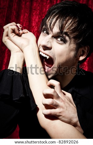 Male vampire wants to bite in an arm