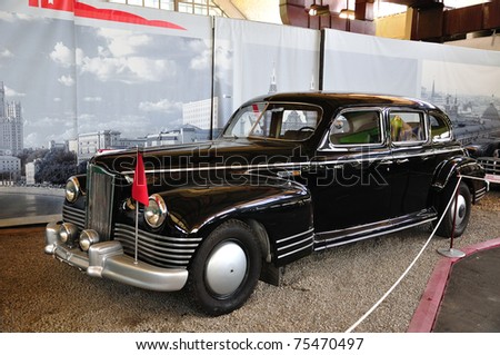 MOSCOW - JUNE 25: A 1954 ZIS 110 on display at the Moscow Auto-retro Museum exhibition on  June 25, 2010 in Moscow, Russia.