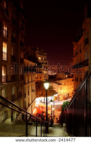 View of Paris streets by night - Montmartre