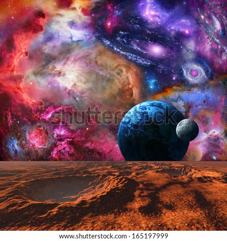 Landscape on Mars. Elements of this image furnished by NASA