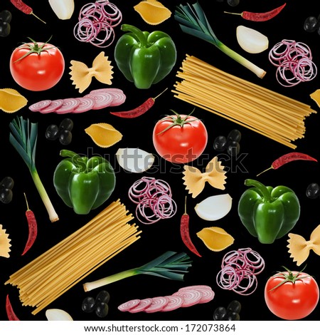 Seamless background with food