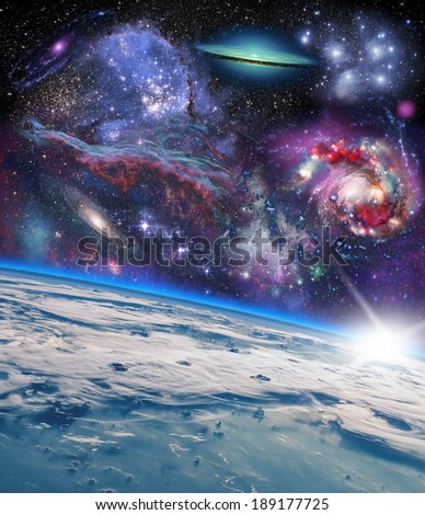 Space landscape. View from the Earth. Elements of this image provided by NASA