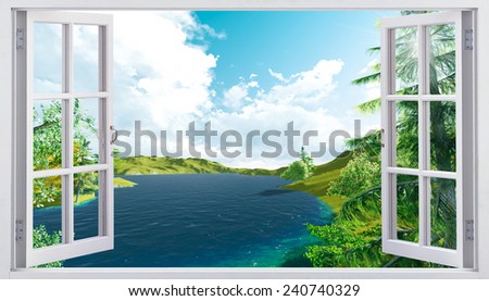The open window overlooking the lake