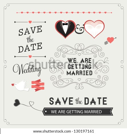Set of wedding ornaments and decorative elements vintage banner ribbon labels frames badge stickers Vector love element Set of wedding ornaments and decorative elements vintage banner ribbon labels frames badge stickers Vector love element