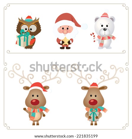 Set of cute Christmas character Vector illustration Set of cute Christmas character Vector illustration