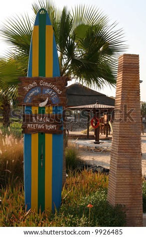 A decorative beach meeting point in a resort