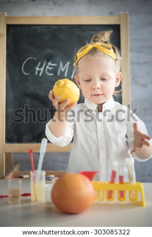Girl in the laboratory of food quality tests