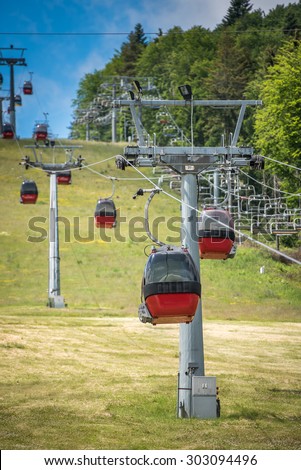 Red Overhead Cable Car
