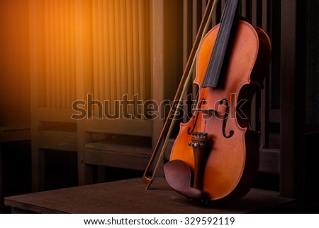 Violin music instrument of orchestra