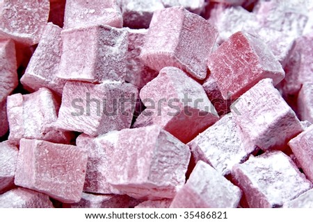 Sugar coated soft candy cubes most famous as Turkish Delight