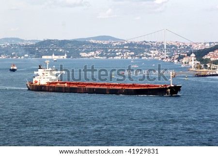 Tanker ship moving on Bosporus
