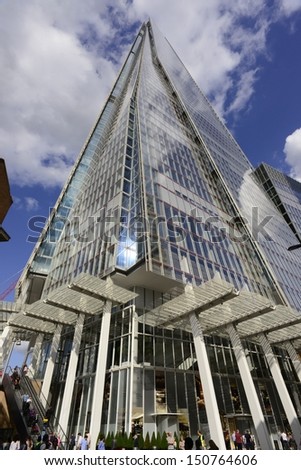 LONDON, UK - AUG 19: Renzo Piano designed \'The Shard\' in London on August 19, 2013. 310 meters tall and still much available space, \