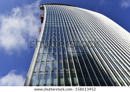 London, Uk - Oct 08: 20 Fenchurch Street In Construction On October 08, 2013, In London, Uk. The Building Hit The Headlines For Melting A Car From Reflected Sunlight, City Of London Are Investigating.