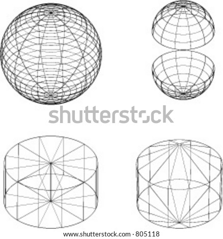 pictures of 3d shapes. wireframe 3d shapes