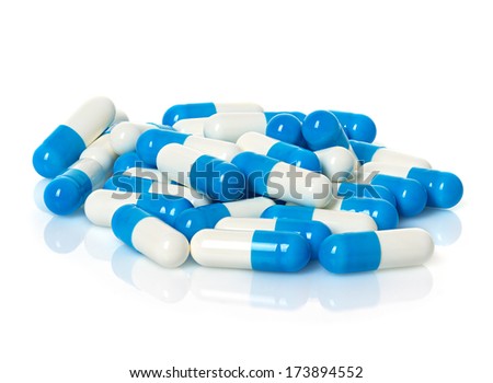 medical blue pills capsule isolated