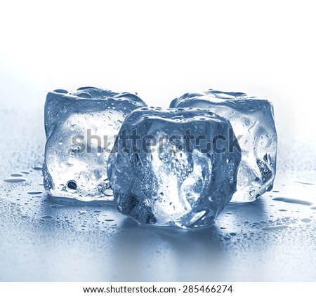 Ice cubes on white background.