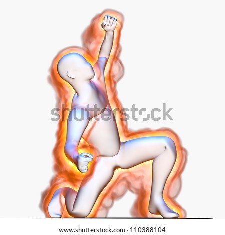 physical strength and power, person kneeling