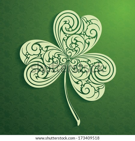 Decorative leaf clover on ornamental background St Patrick Day Decorative leaf clover on ornamental background St Patrick Day