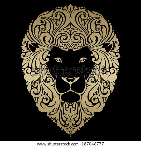 Ornamental decorative lion with a beautiful mane Ornamental decorative lion with a beautiful mane
