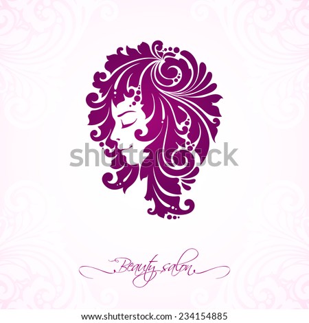 Ornamental girl. Vector illustration of woman beauty salon