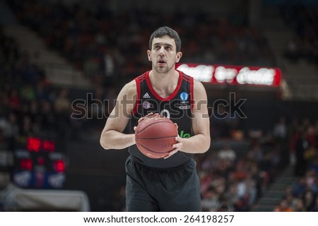 VALENCIA, SPAIN - MARCH 5: Vasilije Micic during EURO CUP match between Valencia Basket Club and Bayern Munich at Fonteta Stadium on March 5, 2015 in Valencia, Spain