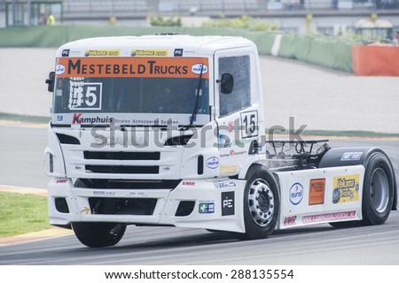VALENCIA, SPAIN - April 25: Erwin Kleinnagelvoort during 2015 FIA European Truck Racing Championship at Ricardo Tormo Circuit on April 25, 2015 in Valencia, Spain