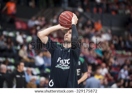 VALENCIA, SPAIN - OCTOBER 18: Sergi Vidal during ENDESA LEAGUE match between Valencia Basket Club and FIATC Joventut at Fonteta Stadium on October 18, 2015 in Valencia, Spain
