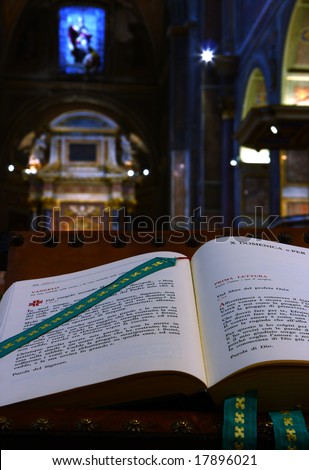 An open sacred book in a church