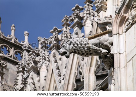 gargoyle on the Milan Cathedral. Gothic architecture