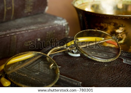 Old glasses and old books