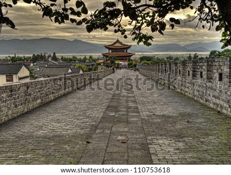 Taken in the Ancient city of Dali in Yunnan China on top of the old city wall.