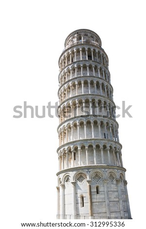 The Leaning Tower of Pisa isolated on white