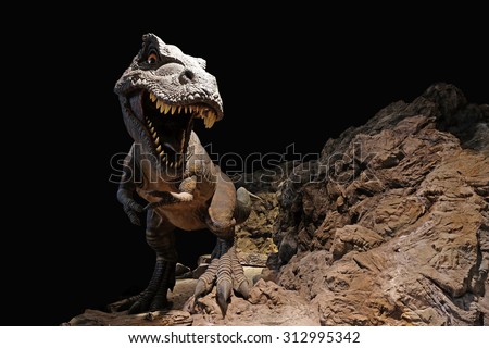 Isolated Dinosaurs model on black background