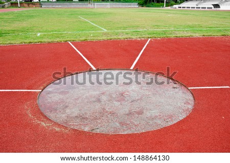 Shot Put Ring and Field with Chalk Lines