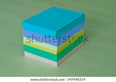 Block of colorful Post it Notes isolate