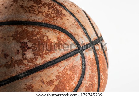 Closeup Old Basketball on white background