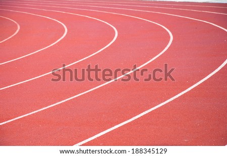 Curve on running track with rubber cover