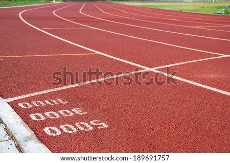 Start point for one three and five thousand on running track