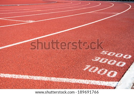 Start point for one three and five thousand on running track