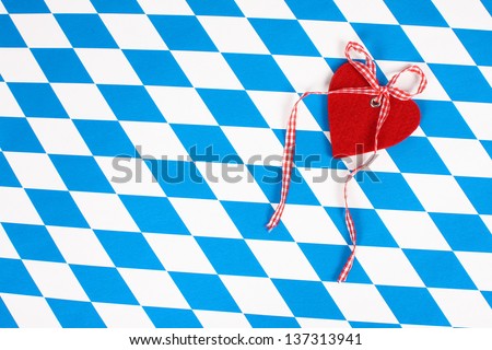 Red heart on bavarian check