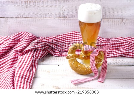 Wheat beer and pretzel