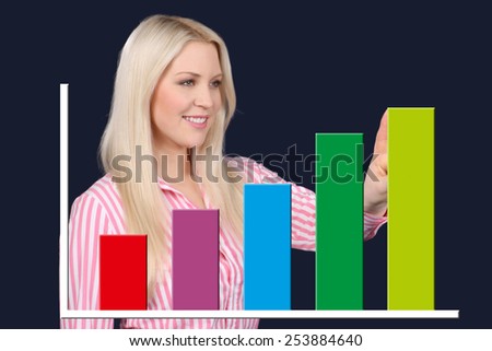Woman showing a virtual curve
