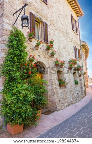 Alley with flowers, Assisi