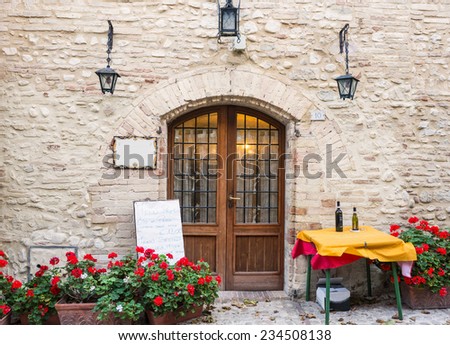 Entrance typical Italian restaurant