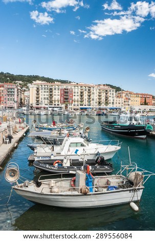 Nice, France: 18th may 2015: small boats docked in the port of Nice in the south of france