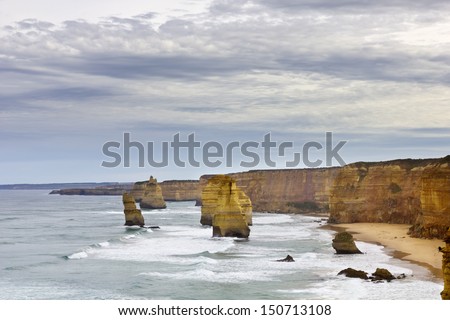 The twelve apostles is a well known landmark in South Australia, in the Great Ocean Road.