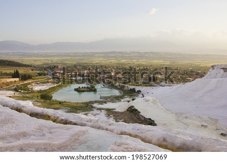 Pamukkale is a famous calcium spring water mountain in Anatolia, Turkey.