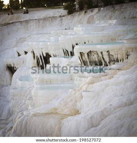 Pamukkale is a famous calcium spring water mountain in Anatolia, Turkey.