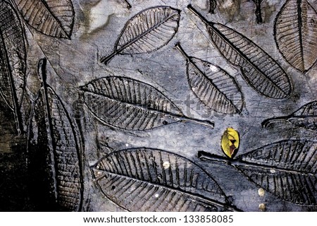 Flagstone with Texture and Detail of Leaf Trail.